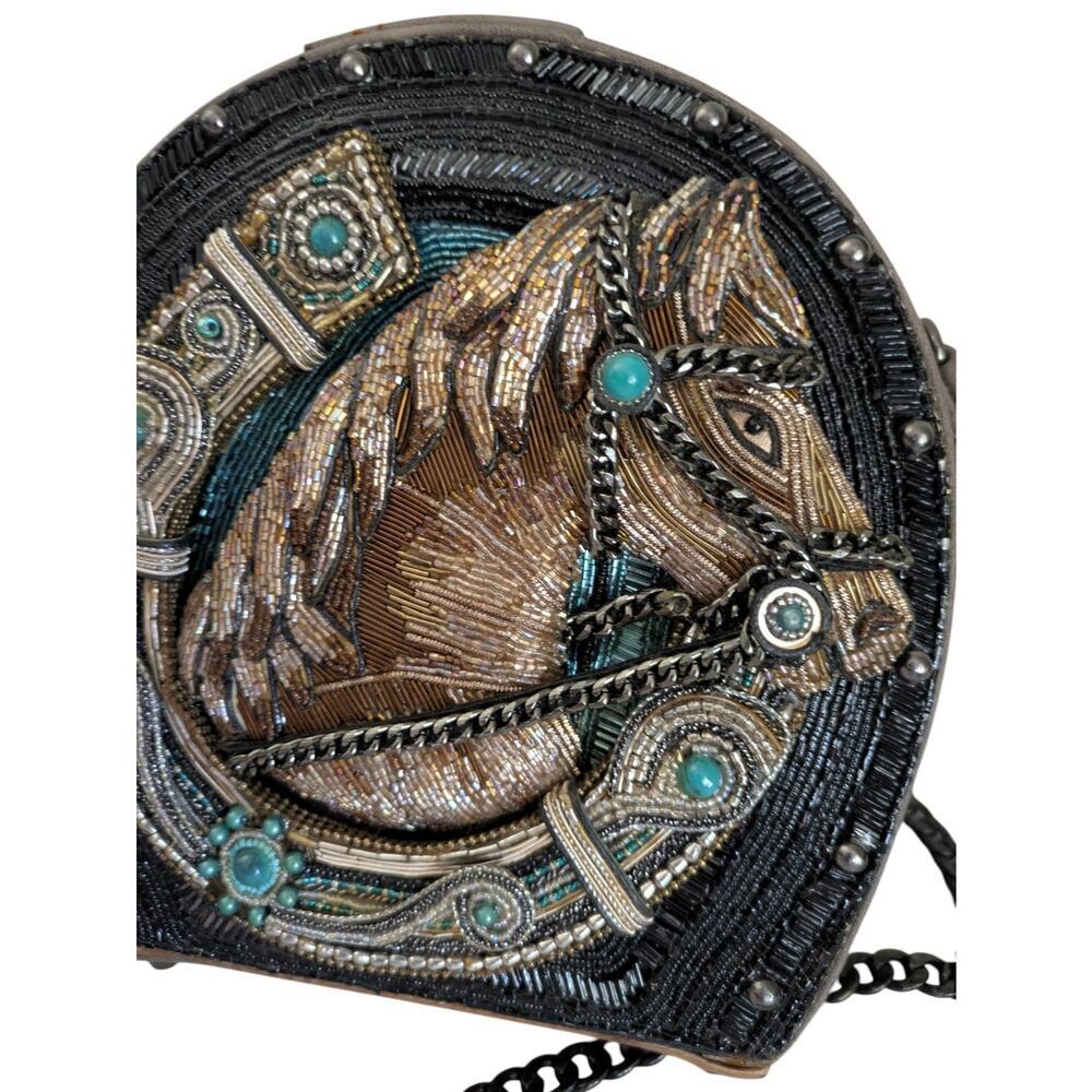 Mary Frances Ready to Ride Horse Crossbody Black Beaded Handbag Western Cowgirl - Picture 3 of 15